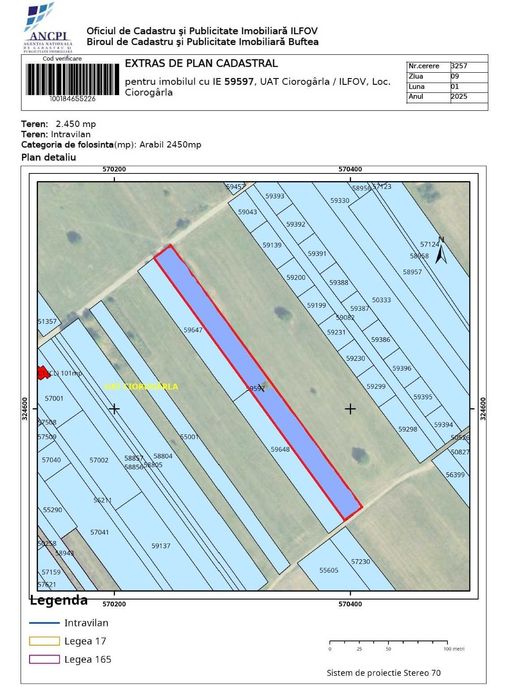 Teren intravilan sat Dârvari, comuna Ciorogarla, Ilfov