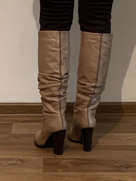 Кожаные   зимние   сапоги