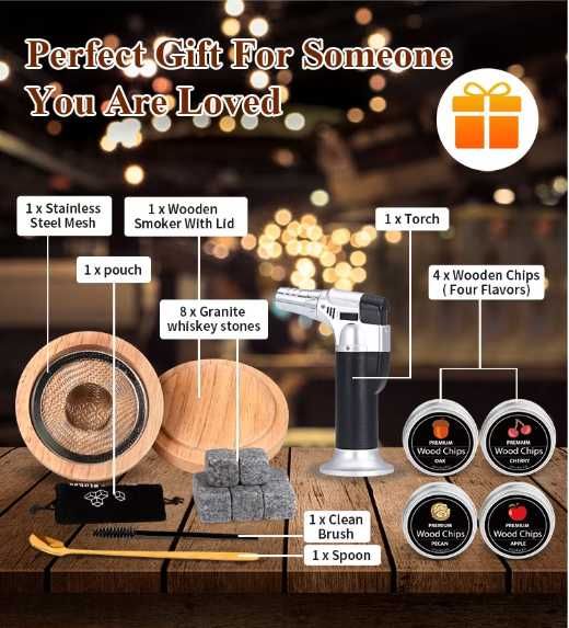 Комплект за опушване на алкохол 4 аромата оригинален подарък за мъже