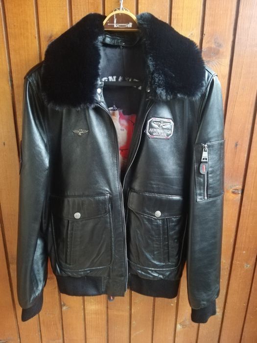 Geaca piele bărbati Aeronautica Militare Aviator S