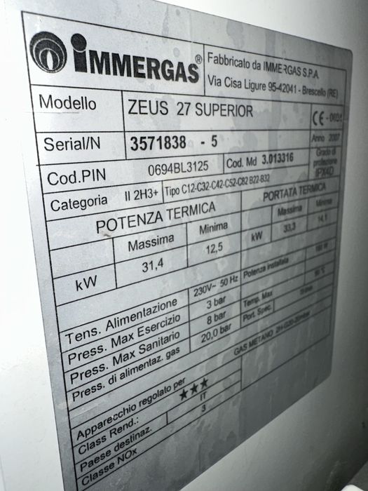 Piese centrala Immergas ZEUS 27 SUPERIOR