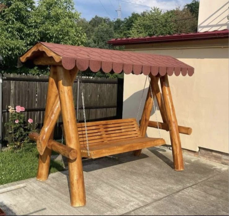 Leagan rustic  din metal si lemn