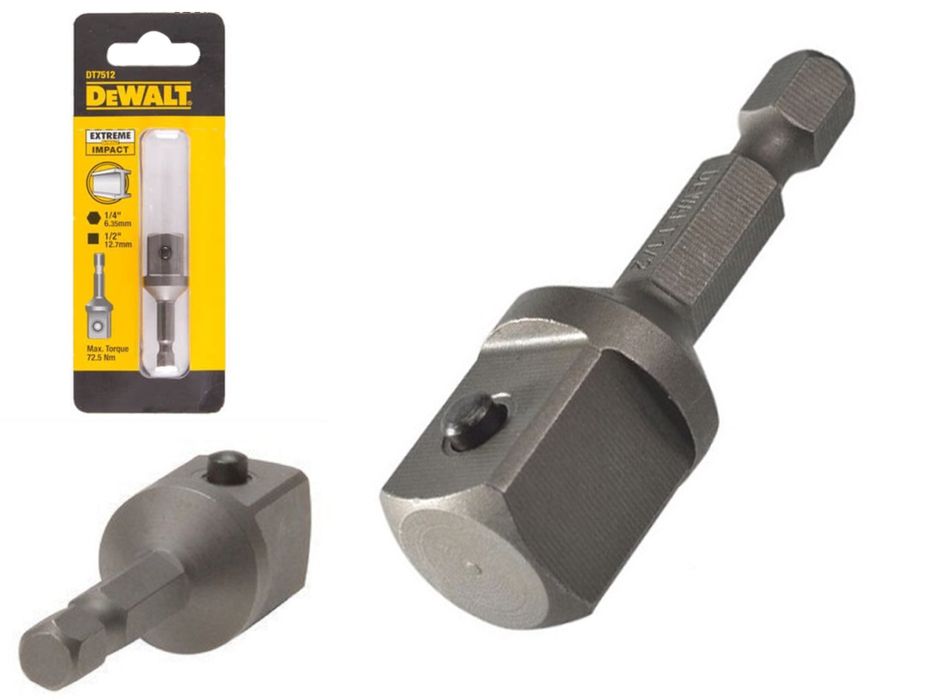 DeWalt DT7512  Адаптор-преходник за гайковерт 1/4"- 1/2" - 52мм
