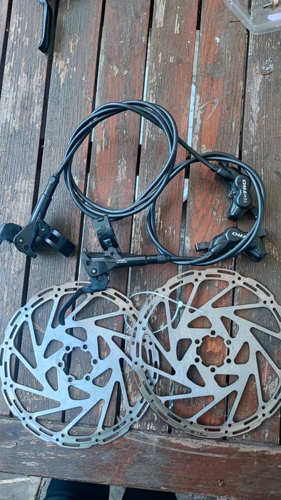 Frâne bicicletă electrică Manete Shimano Deore M6100 + etrieri Tektro