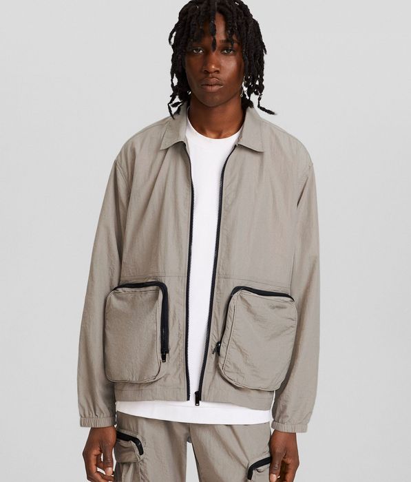 Bershka Utility Jacket Beige/Taupe