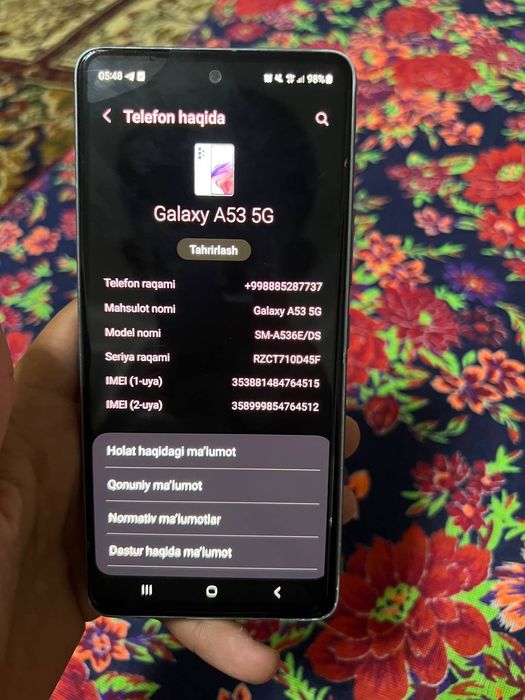 Samsung A53 xalati ideal telefonga 2oy garantiya fakat arkasi singan
