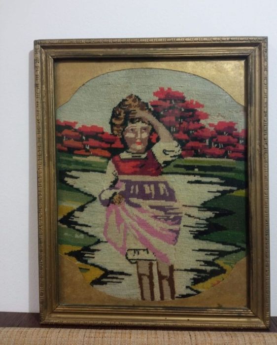 Tablou goblen vechi cusut manual