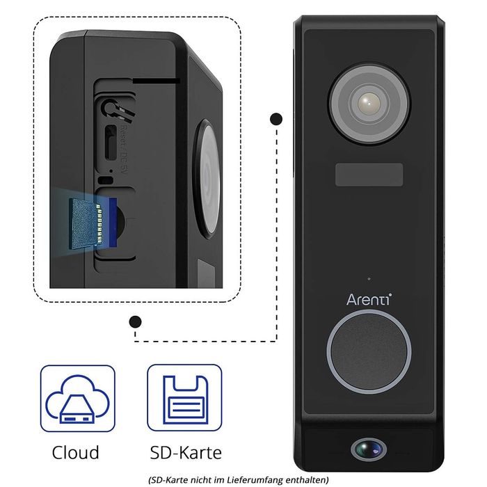 Sonerie Video Arenti P10, WiFi, baterie reincarcabila, camera 3+2MP