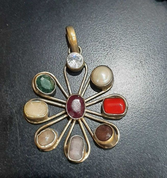 Кулон крупный и перстень большой с натур камнями(по чакрам) Индия