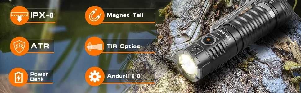 Акумулаторен фенер Wurkkos TS21 Triple LEDs 3500lm, USB-C