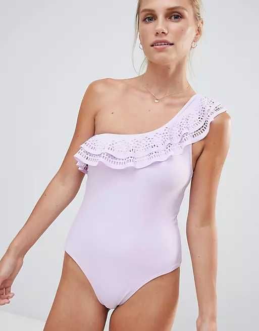 Costum de Baie Intreg Lila - Mov cu Volane, Nou cu Eticheta, French Connection (ASOS)