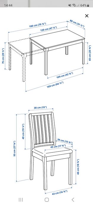 Masa + 4 scaune, alb/ Orrsta gri, 120/180 cm