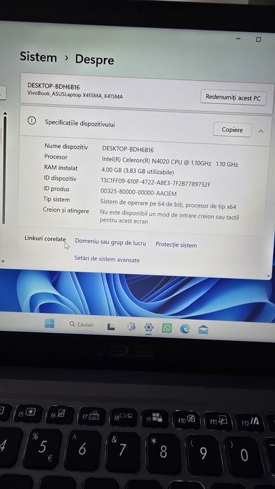 Laptop Asus X415MA-EK397, 14"  Full HD  Intel Celeron N4020, 4GB RAM, 256GB SSD, Intel UHD Graphics, Windows 11