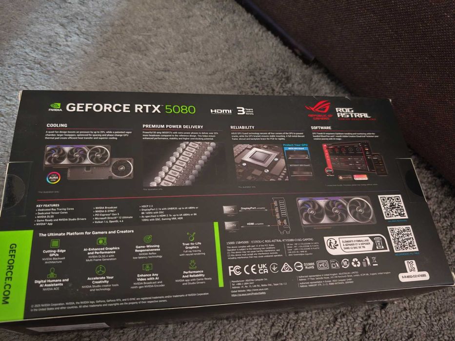 НОВА ! Видео Карта ASUS ROG Astral GeForce RTX™ 5080 OC Edition, 16GB GDDR7