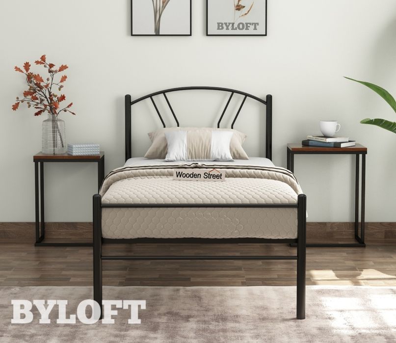 Металлическая кровать ДЕЛЮКС в стиле лофт, односпальная кровать