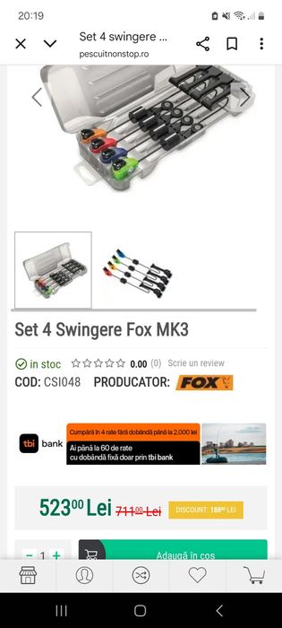 Set 4 swingere fox mk3 cu penar (r, g, v, a)