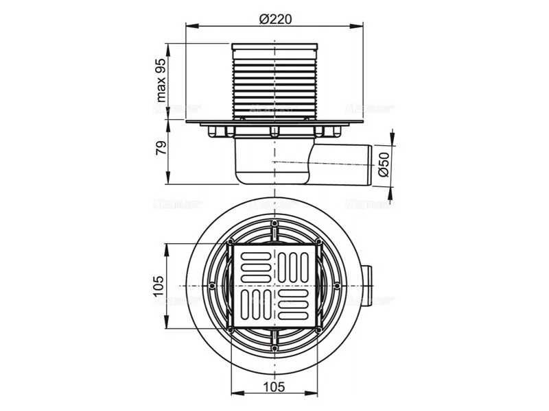 Подов сифон APV 1321 - Alca