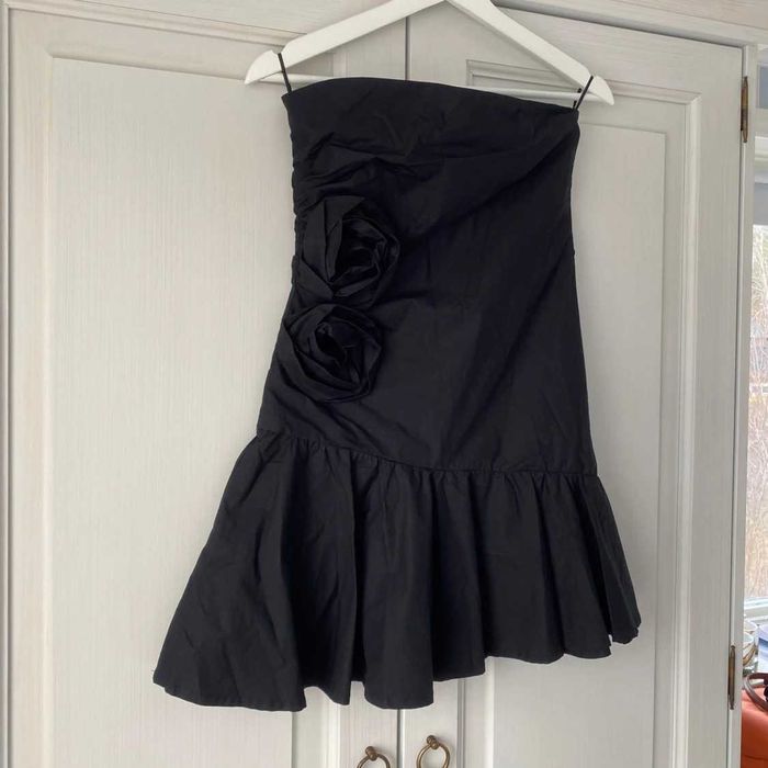 Нова памучна мини рокля с релефни рози Zara, S