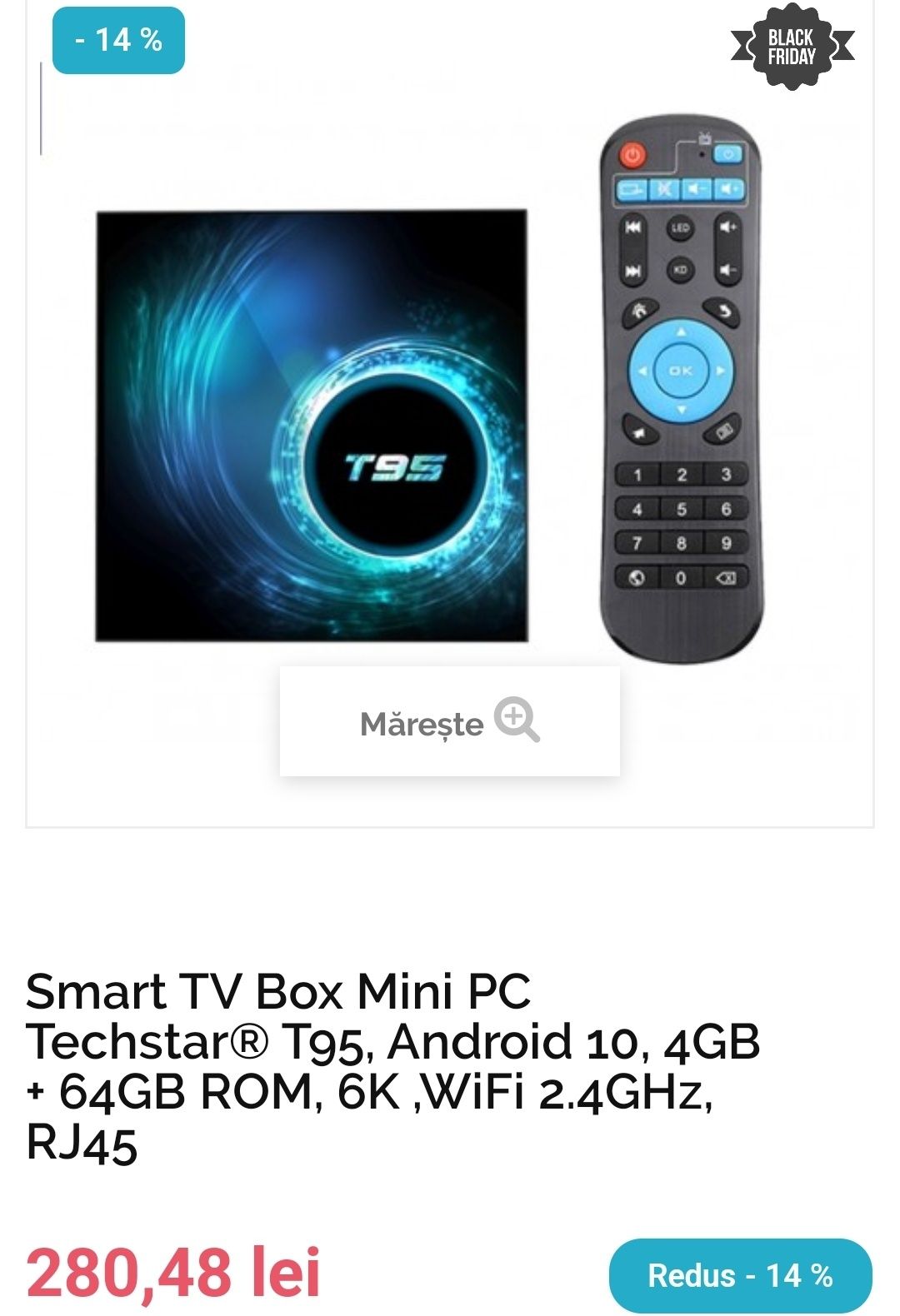 T95 Smart 6K Android 10.0 TV Box with Kodi 18.1 - 4GB RAM/64GB ROM