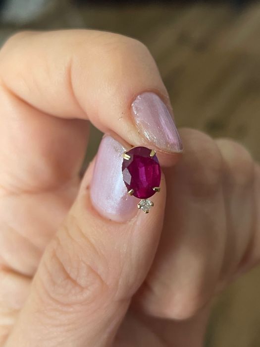 Cercei din aur 18k cu rubine si diamante naturale