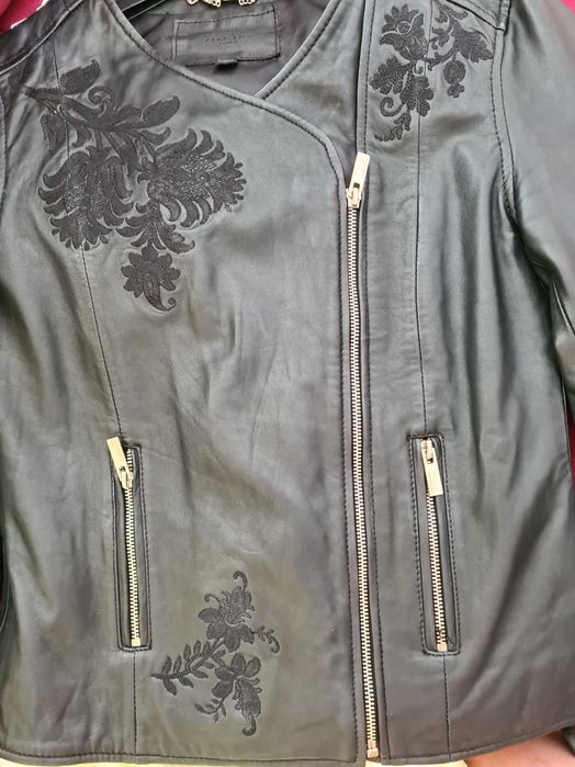 Черно кожено яке Cortefiel