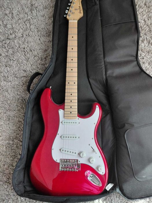 Chitară electrică  Stratocaster + amplificator Harley Benton – set ca nou
