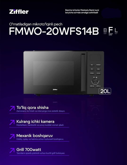 Ziffler mikravalnofka dastavkasi ichida garantiya 1 yil