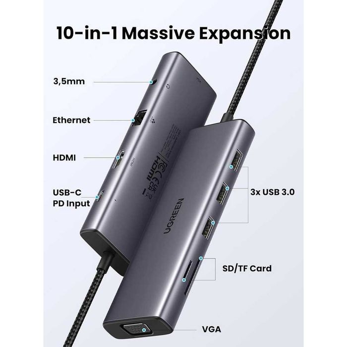 UGREEN 10-in-1 USB-C Hub — универсальная док-станция для ноутбуков