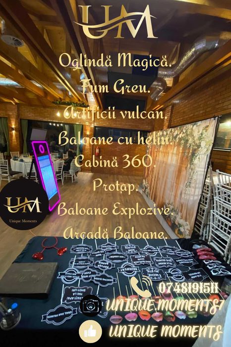 Cabina Foto Oglinda Magica  Fum greu Baloane explozive Arcada Baloane,