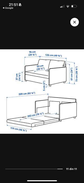 Canapea extesibila ikea