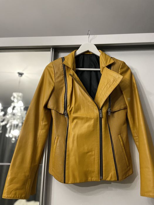 Страхотно кожено яке цвят горчица