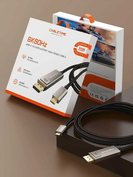 Cabletime USB-C to DisplayPort Cable 8K 60Hz Bi-Directional и 4K 60Hz