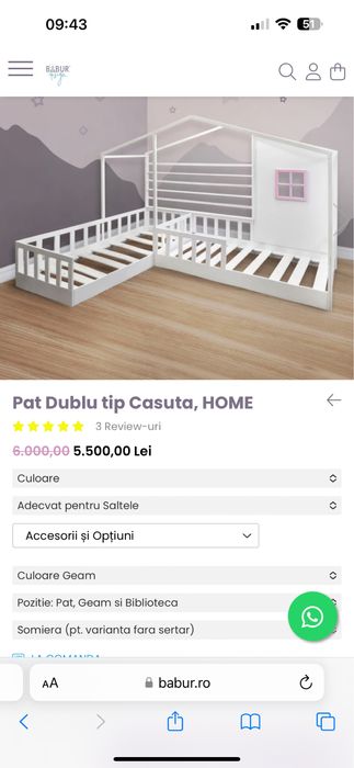 Pat copii casuta dublu MONTESSORI