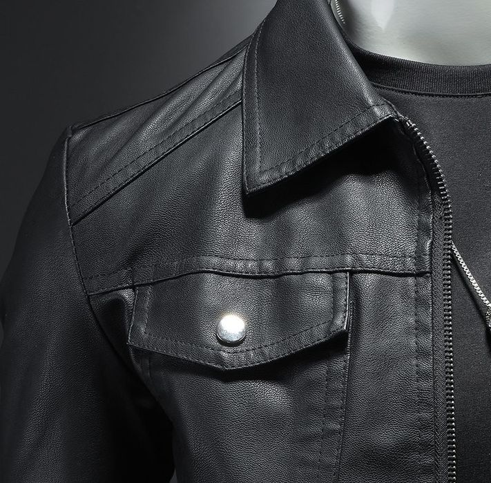 Мужская куртка кожаная мужской кожанный с начесом осенний весенний