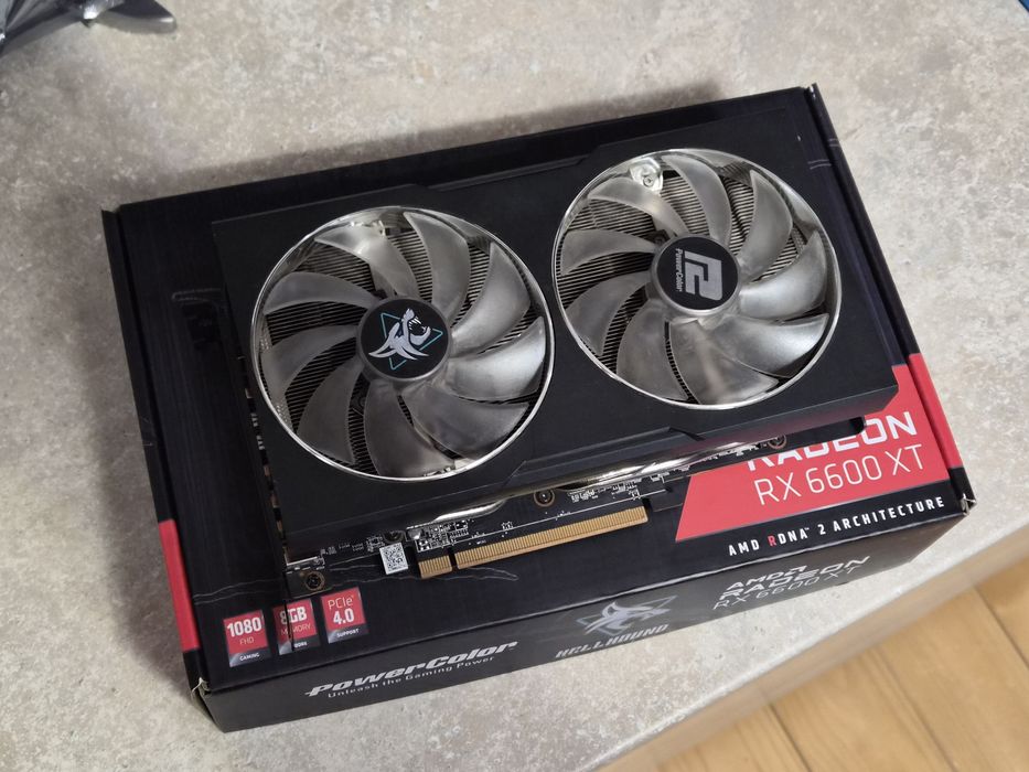 PowerColor Hellhound RX 6600 XT 8GB - Перфектно състояние, кутия, тестове