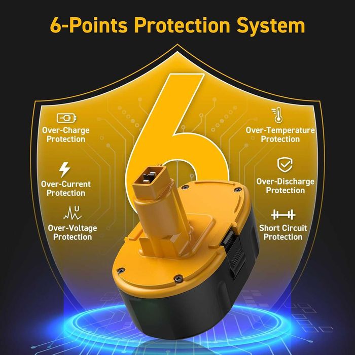 2 броя Ni-MH батерии 4000mAh, Dewalt 18V DC9096 DE9098 DE9503 DW9096