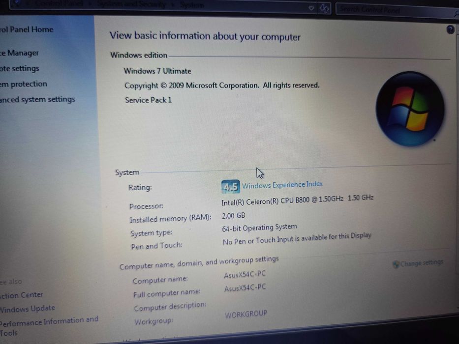 Laptop ASUS X54C/K54C 15.6", Intel Celeron B800 1.5GHz, 2GB RAM