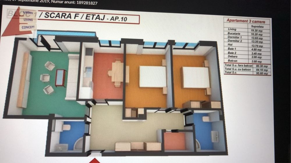 Apartament 3 camere, etaj 1 80mp zona Turnisor, Sibiu, E.A. Bieltz