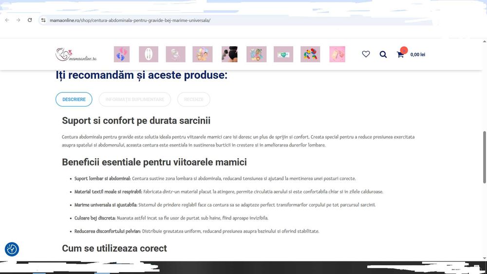 Centura abdominala pentru gravide, marime universala - culoare bej