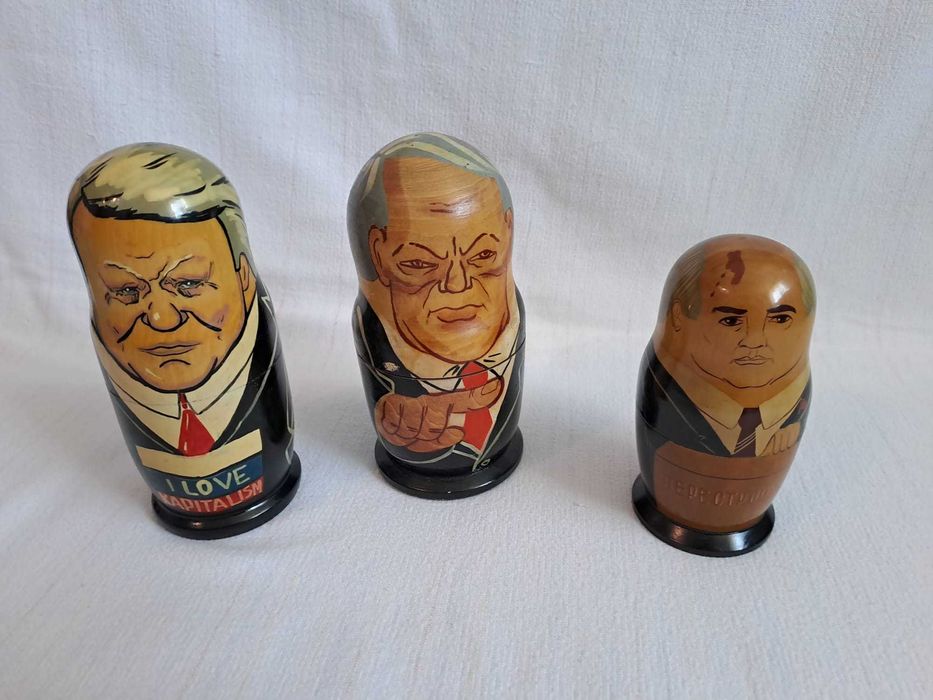 matrioska veche lemn presedinti urss 14,5 - 18,5 cm