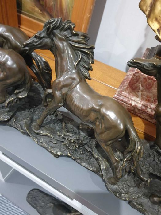 146см-33кг бронзова фигура-композиция/скулптура стадо коне/8 коня