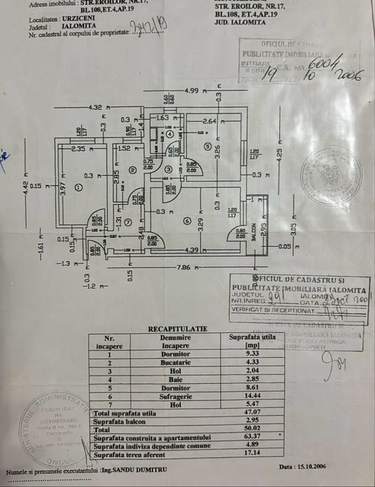 Apartament 3 camere  Central  Urziceni, Ialomița