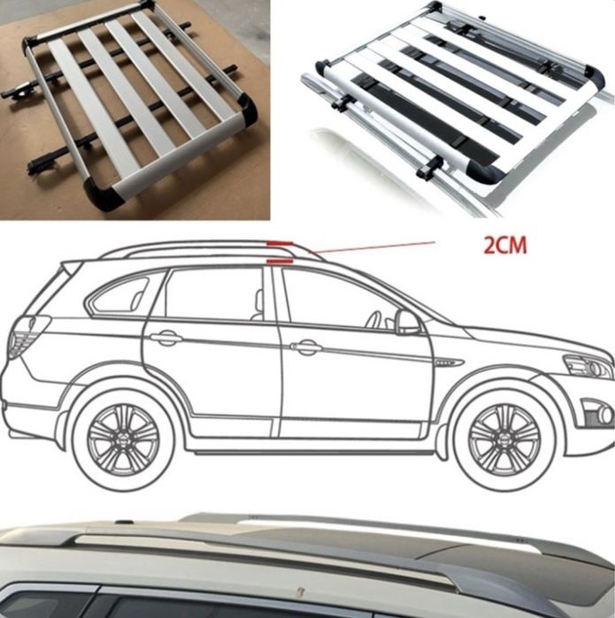 Багажник за покрив Aluminium (127х 96 см) - сребрист 3 размера + греди
