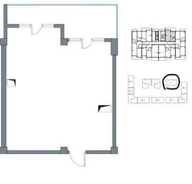 ЖК Imperial Club city 2 комнатная коробка 45м2 студия планировка