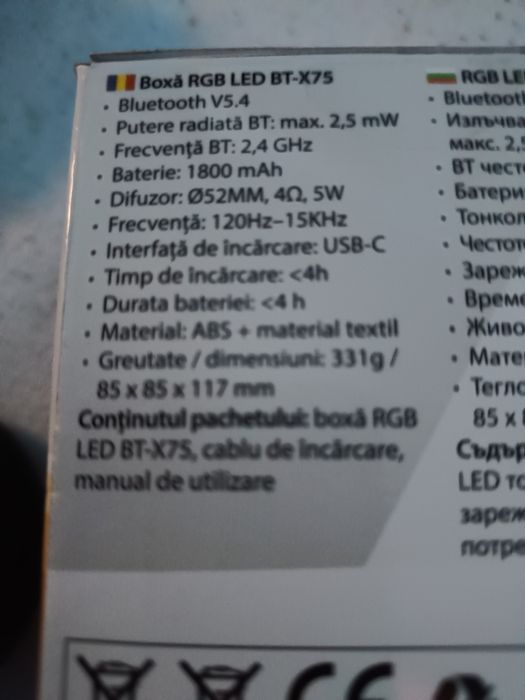 Boxa Bgb led bluetooth