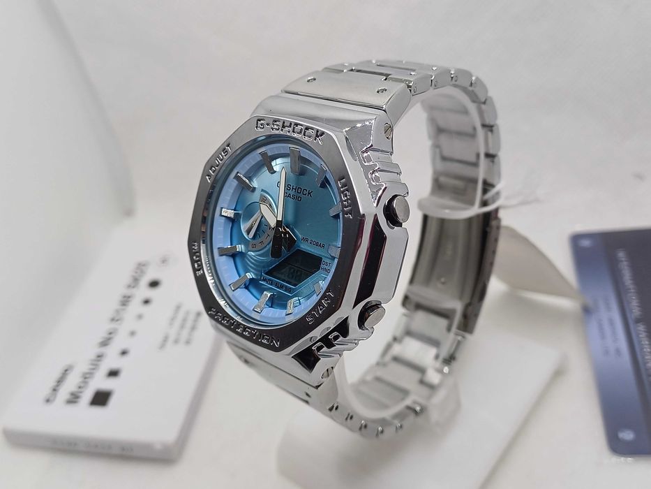 Ceas Sport Barbatesc Casio g shock Full metal GM 2110d Silver Ciel Nou,Garantie 2 ani