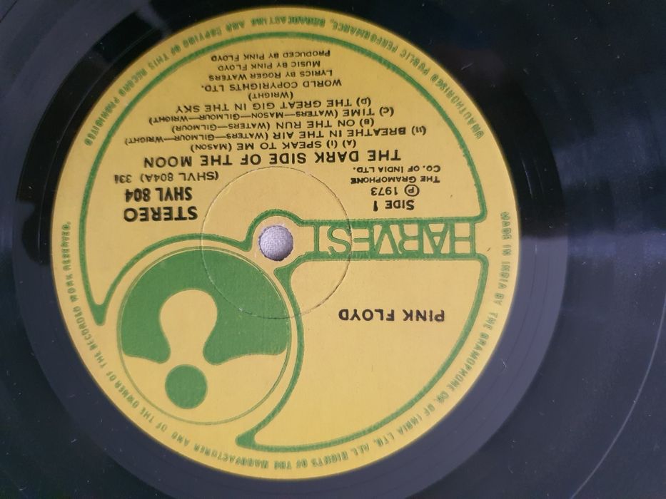 PINK FLOYD THE DARK SIDE OF MOON RARE harvest  disc vinil India 1973