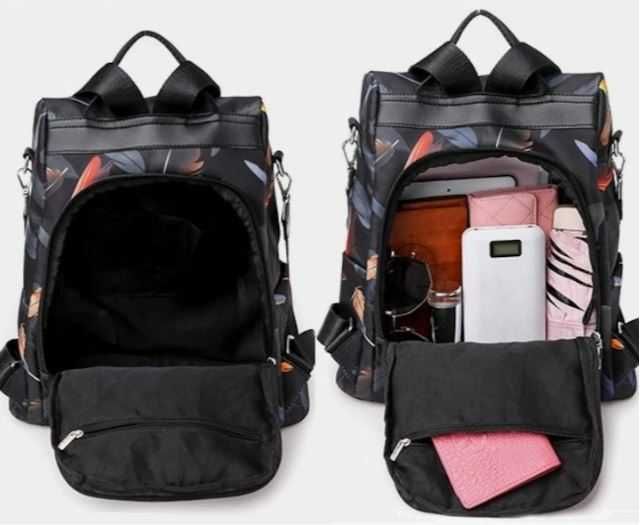 Rucsac-geanta dama, Freeland B9300, Antifurt, Poliester, Multicolor