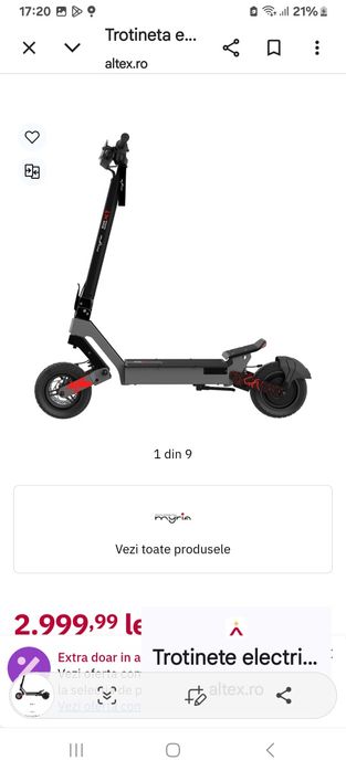 Vind trotinetă Electrică MYRIA  nou 2 ani garanție