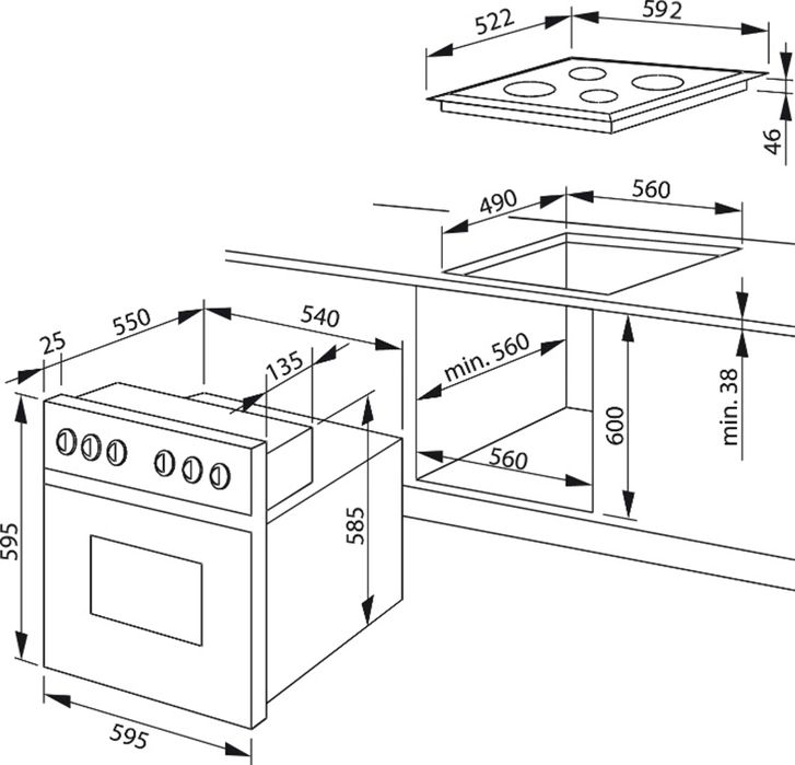Фурна за вграждане с котлони Amica